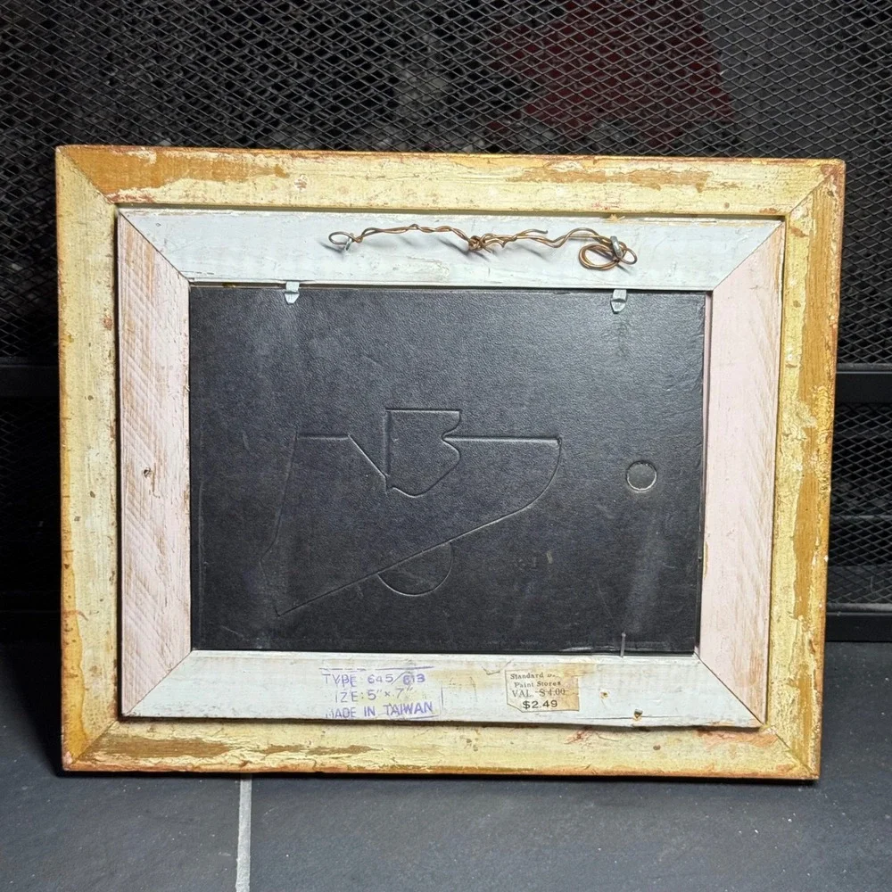 Vintage Gold Gilt Wood Wall Mirror Green Velvet Inset Frame Made in Taiwan 8x10